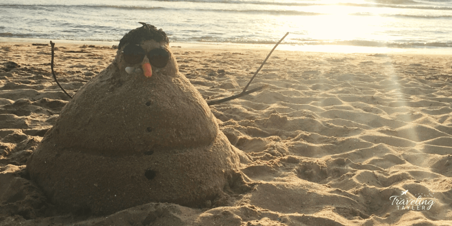 A sandman snowman in Australia on Christmas day